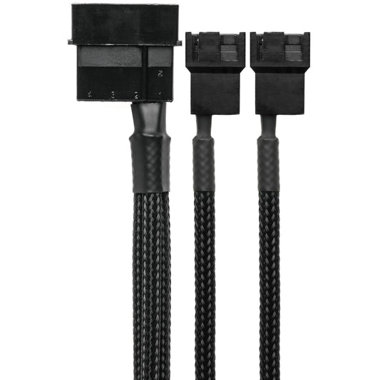 4-Pin Molex to Two 4-Pin Fan 12V Power Adapter Cable - 12"