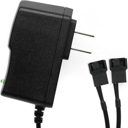 12V DC Power Supply for Dual 4-Pin PC Fans