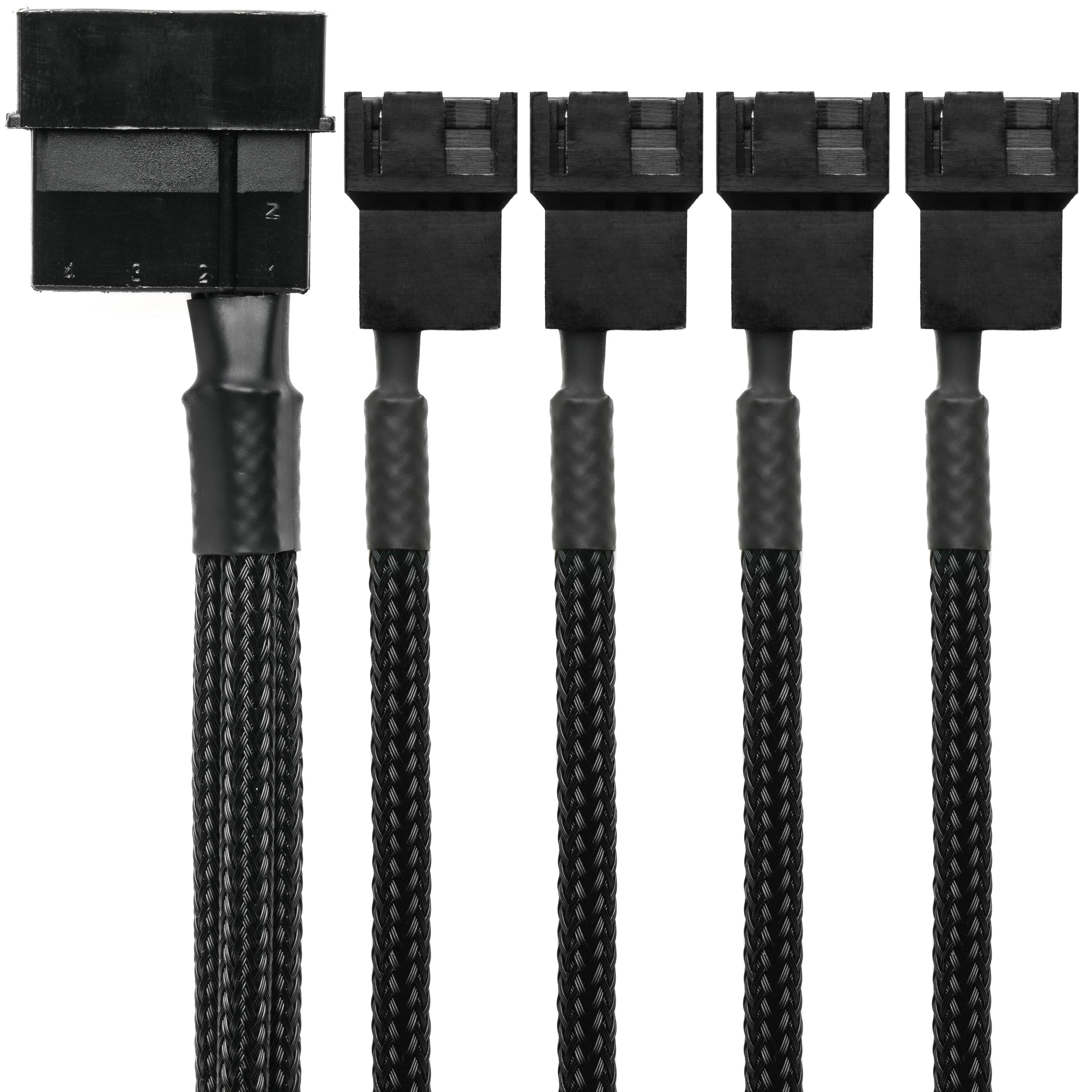 4-Pin Molex to Four 4-Pin Fan 12V Power Adapter Cable