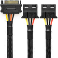 15-Pin SATA to Dual 4-Pin Molex Splitter Adapter Cable