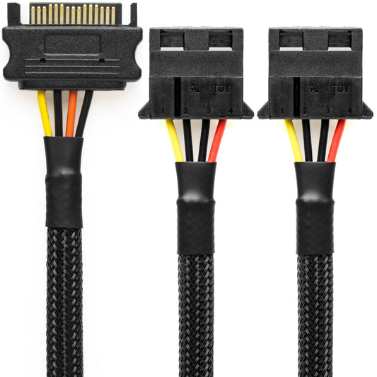 15-Pin SATA to Dual 4-Pin Molex Splitter Adapter Cable