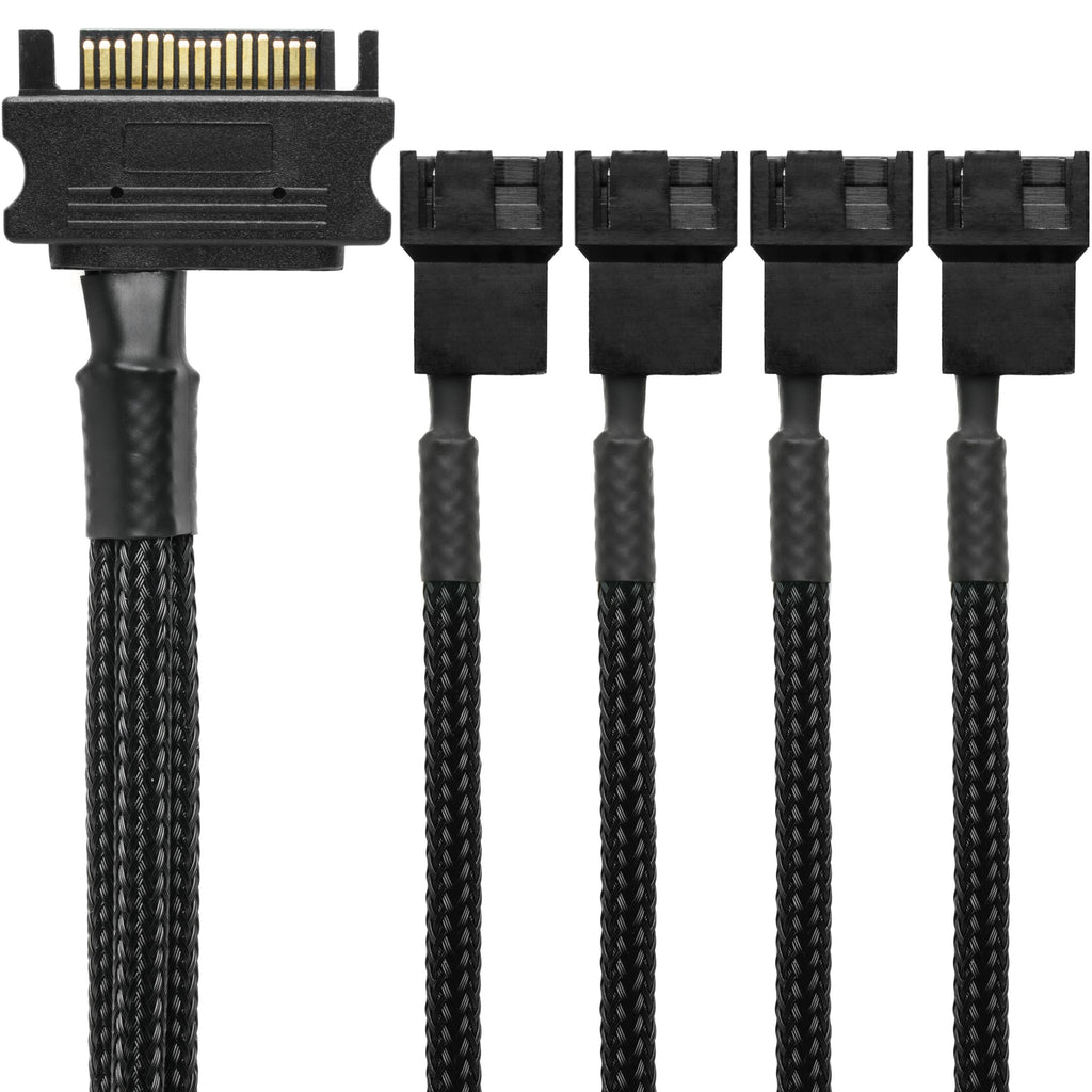 15-Pin SATA to 4 × 4-Pin Fan 12V Power Adapter Cable