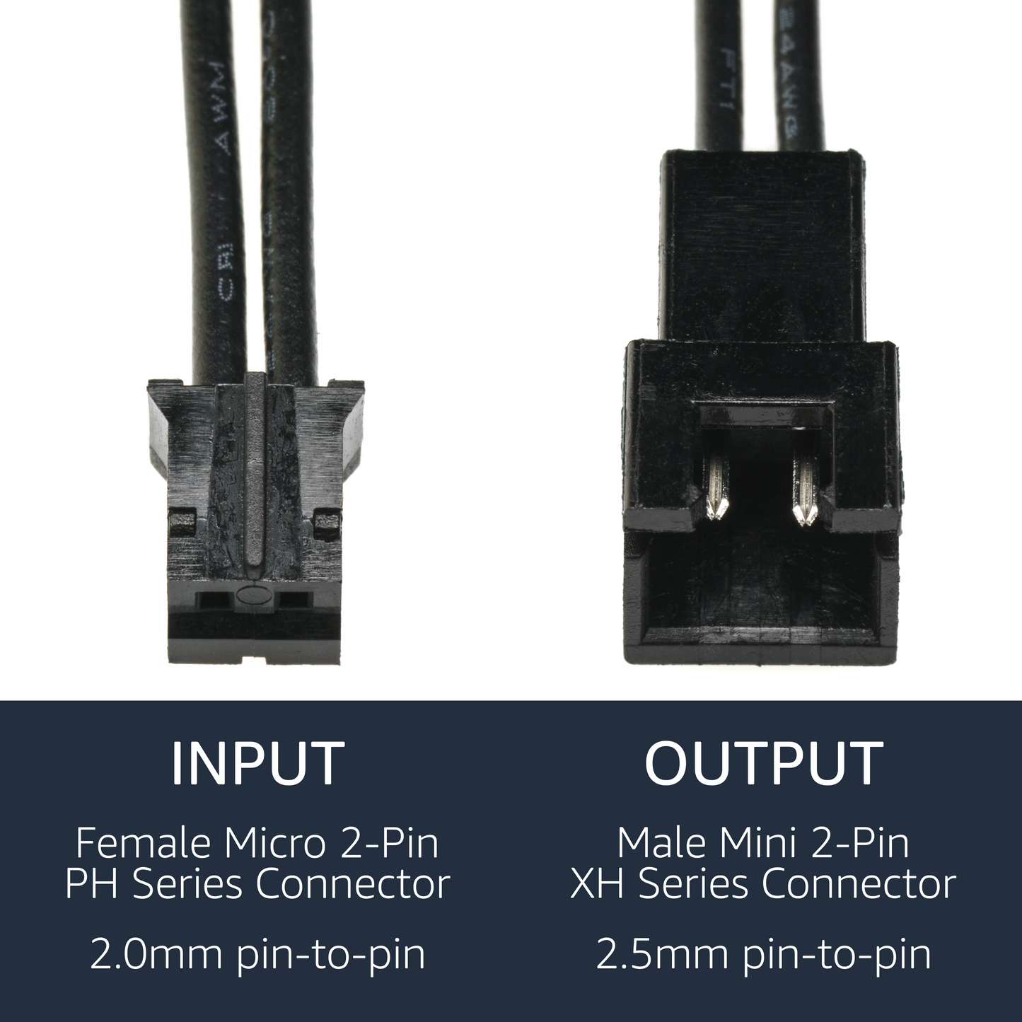 2-Pin Adapter - Micro PH 2.0mm to Mini XH 2.5mm (2-Pack)