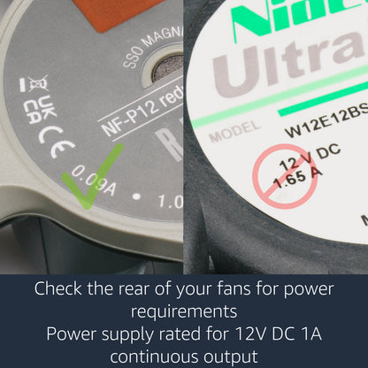 12V DC Power Supply for Dual 4-Pin PC Fans