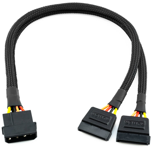 4-Pin Molex to Dual 15-Pin SATA Power Adapter Cable